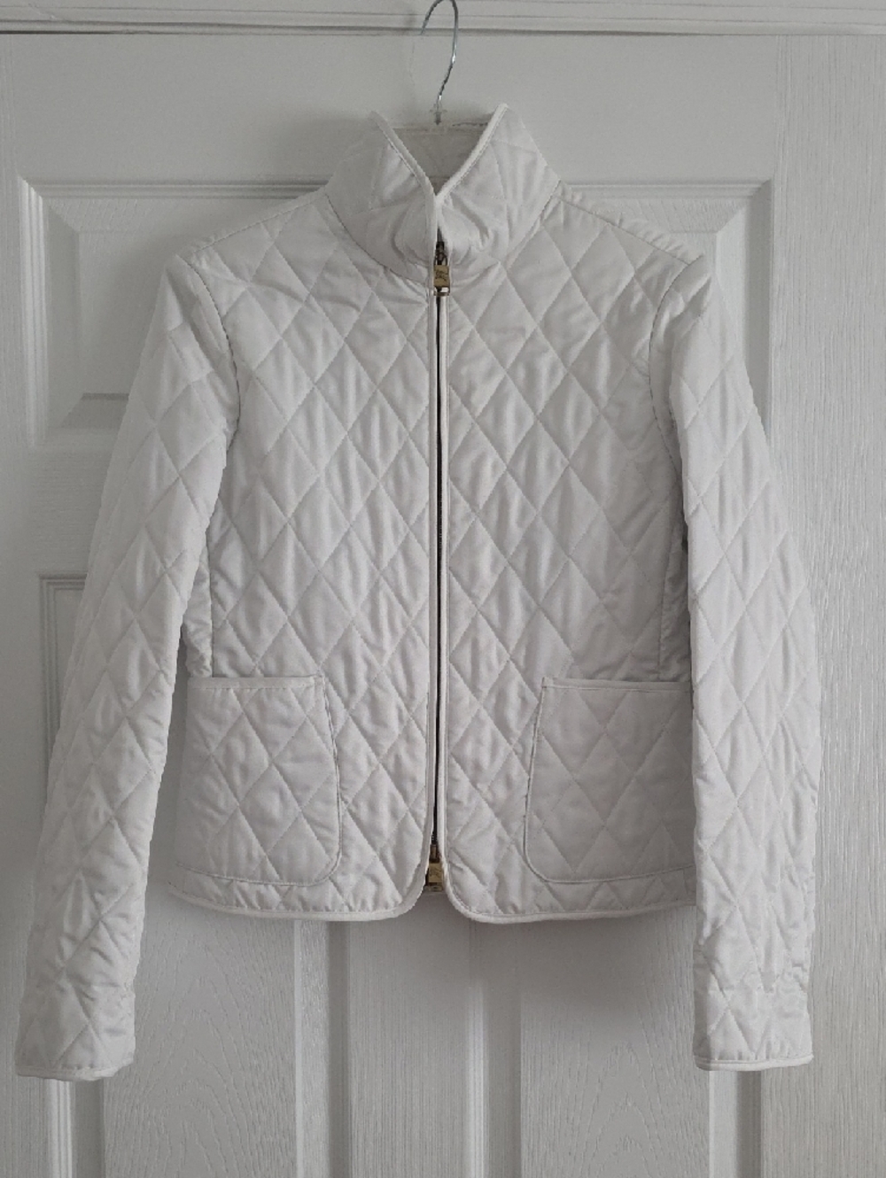 Burberry Quilted Cream Zip-Front Puffer Jacket